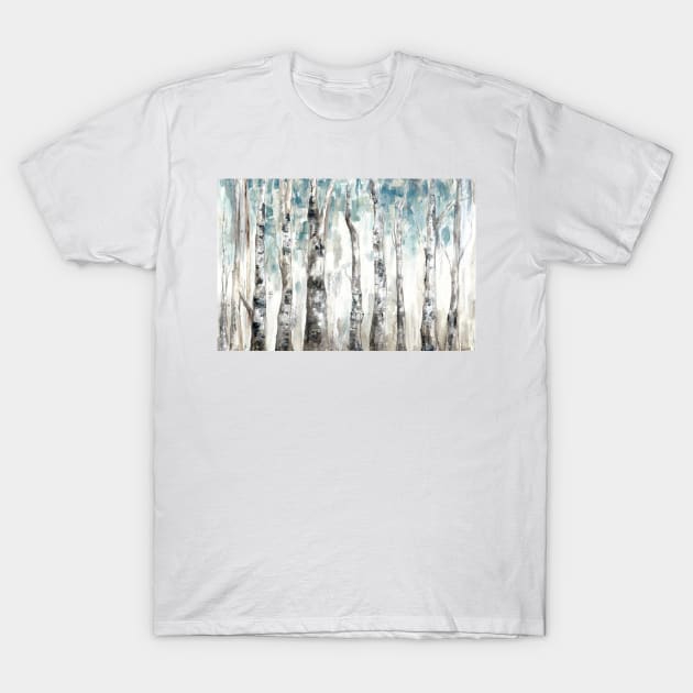 Winter Aspen Trunks Blue T-Shirt by AinisticGina